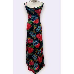 Womens Large Maxi Dress Tie Back‎ Cowl Neck Evening Party Beach Tropical Hawaian